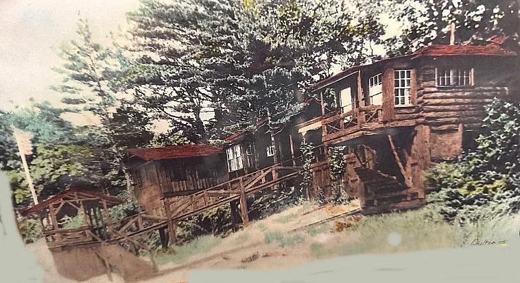 Rustic cabins in the woods from the Notnyob family stories